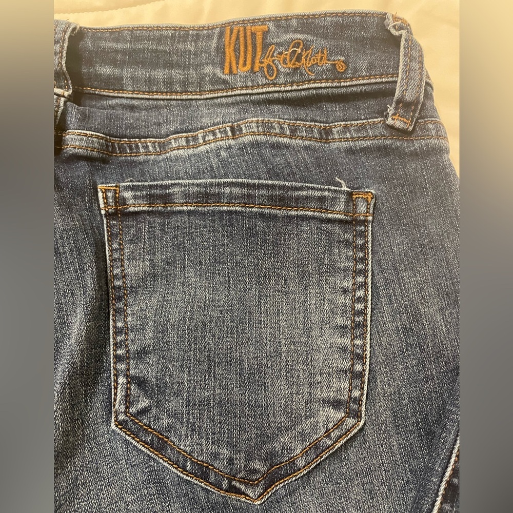Kut from the Kloth size 10 blue high rise Asher Straight Leg cuffed jeans - Picture 6 of 7